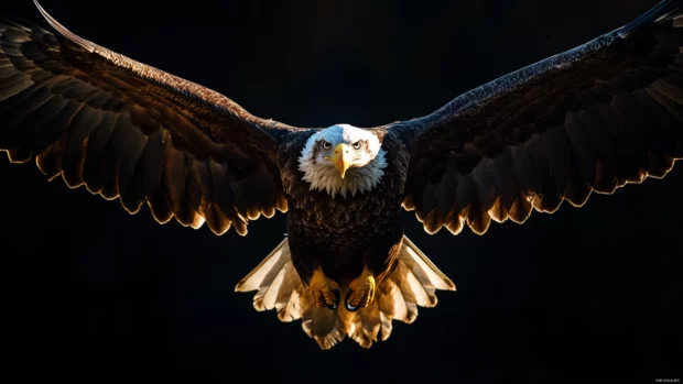 Eagle wallpaper 4K designed with cinematic lighting, sharp contours and dramatic shadows.
