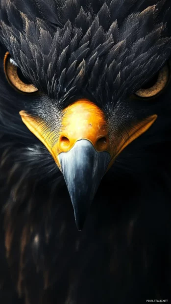 Eagle wallpaper featuring a detailed close up of an eagle eye, sharp beak and textured feathers.