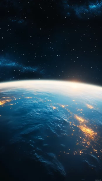 Earth horizon wallpaper showing the curved line where the planet meets the vastness of space.