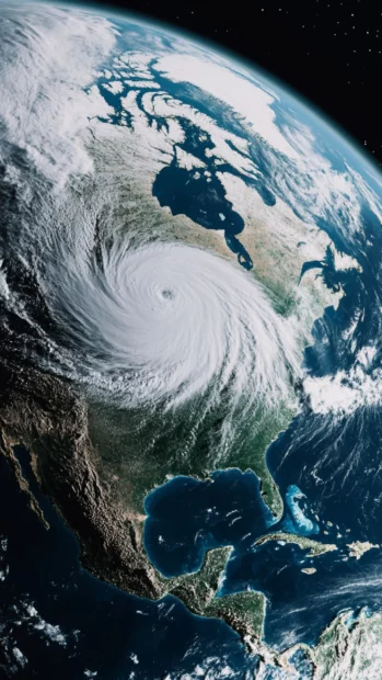 Earth satellite iPhone wallpaper showcasing weather systems spinning over North America.