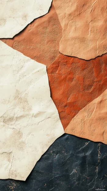 Earth tone color block pattern with handmade textures and paper grain.