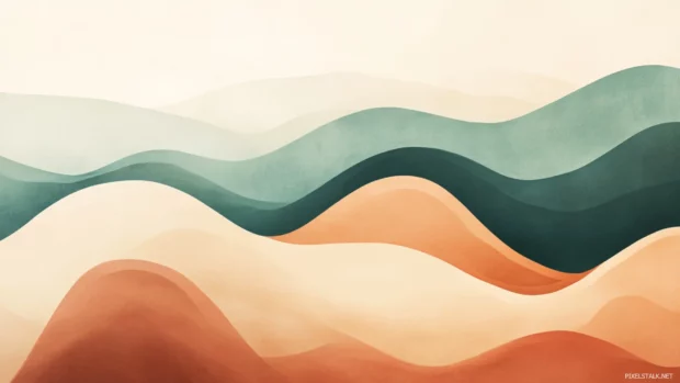 Earth tone palette with soft abstract waves, natural aesthetic, minimalist wallpaper.