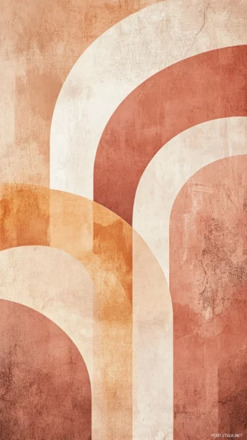 Earth tone wallpaper for iPhone showing abstract arch shapes in dusty rose and desert brown.