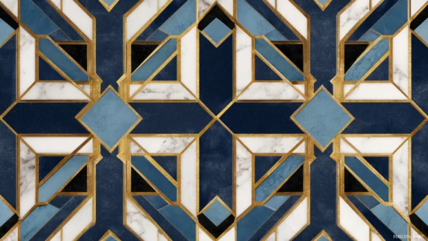 Elegant Geometric tiling pattern inspired by Art Deco aesthetics and symmetry.