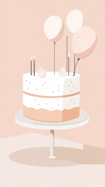Elegant birthday setting with simple cake and minimal decorations.
