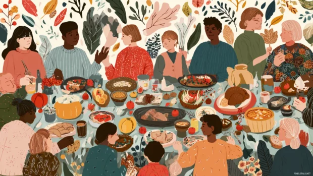 Fall celebrations filled with family gatherings, Thanksgiving meals, and colorful seasonal decor.
