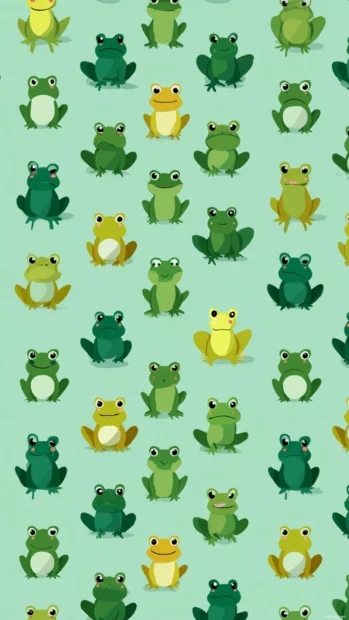 Frog wallpaper iphone style blending flat vector frog icons arranged in a seamless tile pattern on mint background.