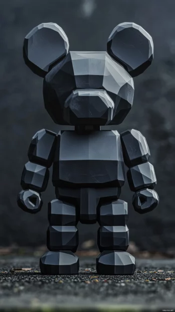 Geometric Bearbrick character aligned vertically with light tone setting.