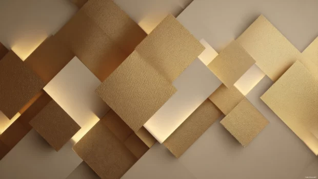 Geometric layout composed of golden rhombuses and subtle lighting for a refined desktop look.