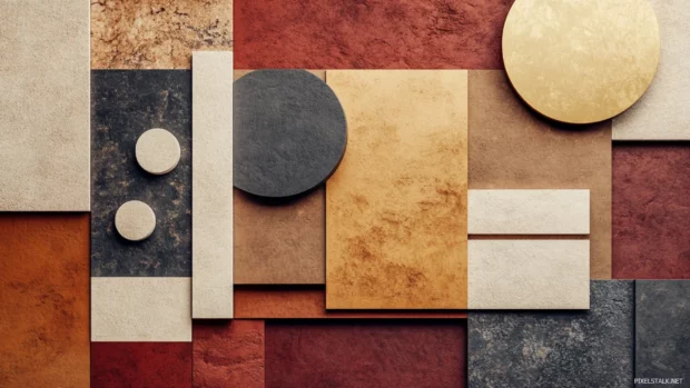 Geometric layout in Earth tone color palette for warm natural feeling.