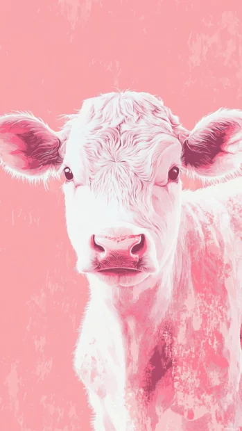 Give your phone a trendy feel by overlaying minimalist pink cow background with delicate hand drawn details.