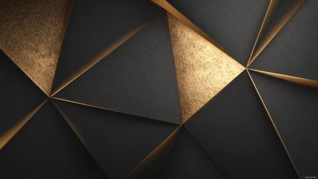 Gold Geometric Wallpaper HD style showing smooth gradient polygons with high contrast and fine texture details.