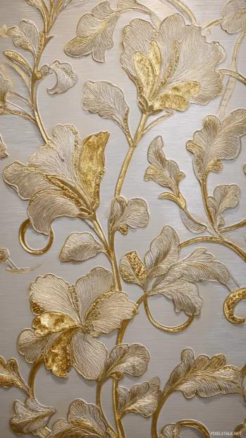Golden Luxury wallpaper featuring elegant floral patterns with soft shimmer.