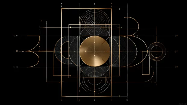 Golden ratios applied in a seamless geometric layout with elegance and depth.