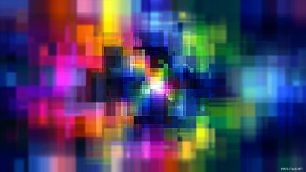 Gradient based Geometric mesh with shifting squares and pixelated distortion for a digital art effect.