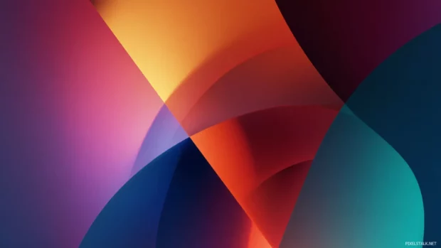 Gradient based abstract art with interweaving Geometric elements in smooth transitions.
