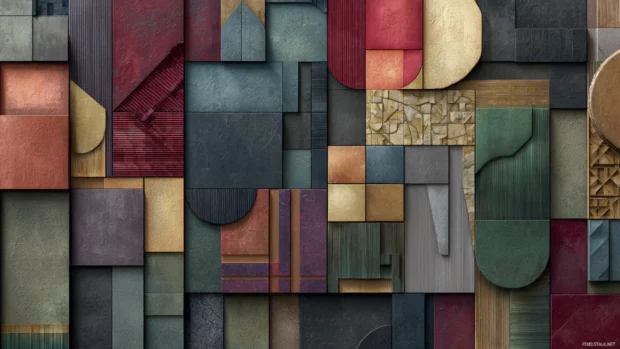 Gradient rich wallpaper showing a structured composition of Modern Geometric tiles and forms.