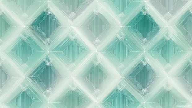 Green geometric pattern wallpaper with seamless repeating diamond motifs over pale mint canvas.