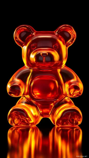 Gummy bear outlined neatly with solid background.