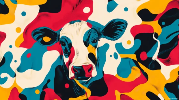 Infuse your desktop background with lively movement using a bold interpretation of aesthetic cow pattern.