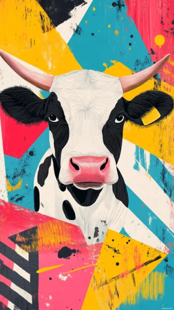 Inject color and energy into your iphone display using a lively mix of fun cow print illustration and geometric shapes.