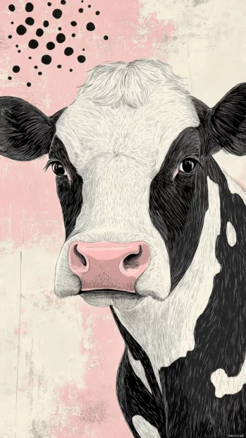 Introduce whimsy to your iphone with hand drawn cow pattern interwoven with delicate dotted textures.