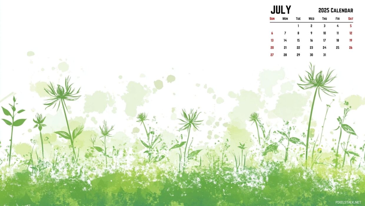 July 2025 Calendar Desktop Wallpaper HD - PixelsTalk