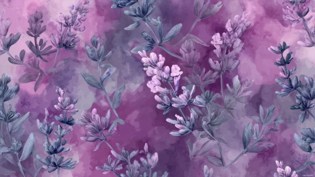 Lavender aesthetic floral wallpaper featuring stylized lavender pattern overlaying watercolor wash tones.
