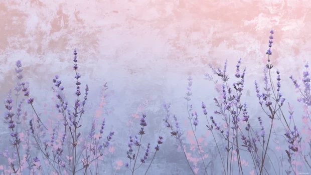 Lavender aesthetic wallpaper pastel edition with faded lavender silhouettes drifting across pale blush canvas.