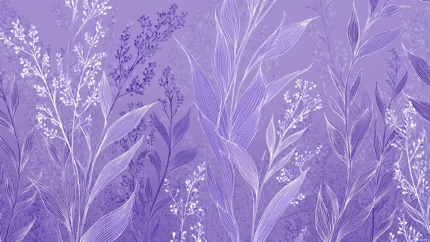 Lavender pattern with elegant leaves and subtle floral textures in a vertical layout.