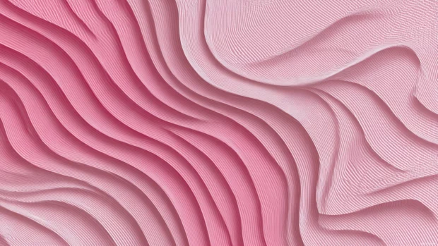 Layered pink geometric wallpaper with curved lines and gentle ripple effects.