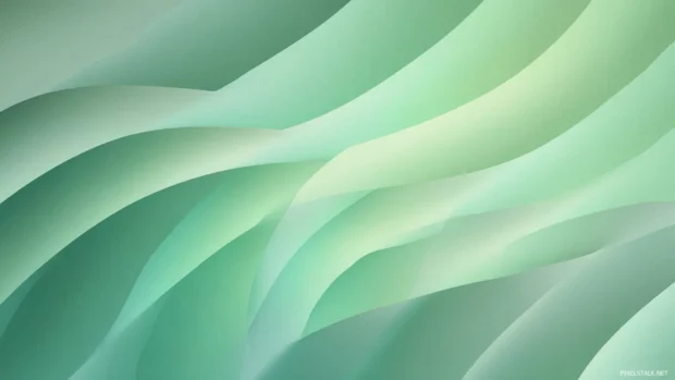 Light green geometric background featuring gradient stripes merging into geometric waves in soft tones.