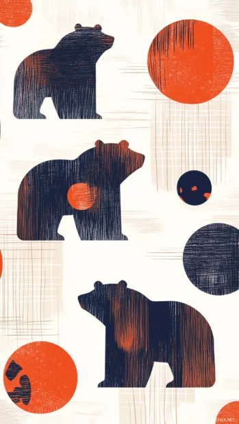 Light texture featuring aesthetic bear symbols in tiled harmony.