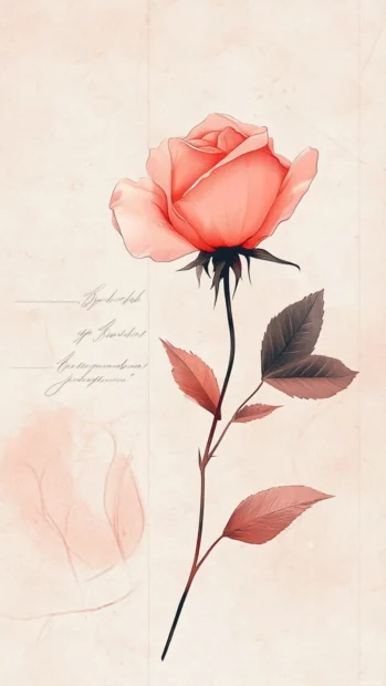 Minimal style birthday greeting with a single rose and gentle message.