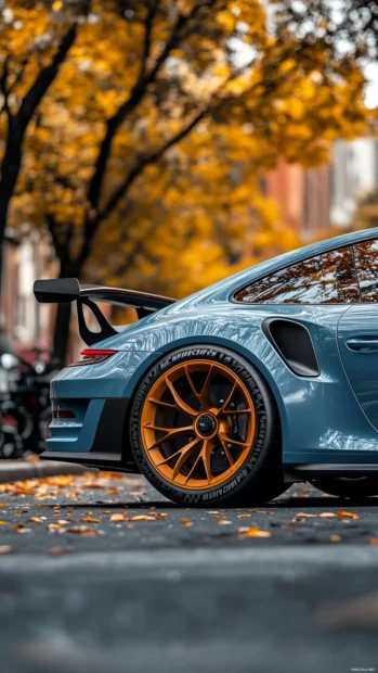 Minimalist Porsche 911 gt3 rs wallpaper on iPhone featuring high performance details.