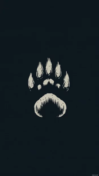 Minimalist bear wallpaper for iPhone with a simple line drawing of a bear paw print.