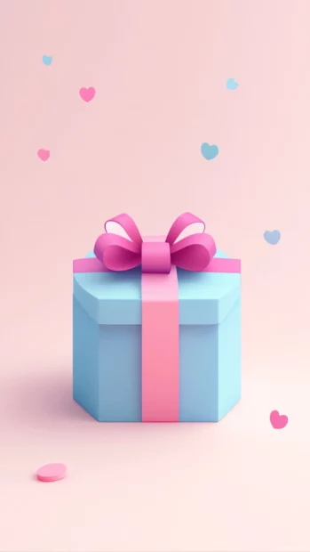 Minimalist birthday with soft gradients and gift box design.