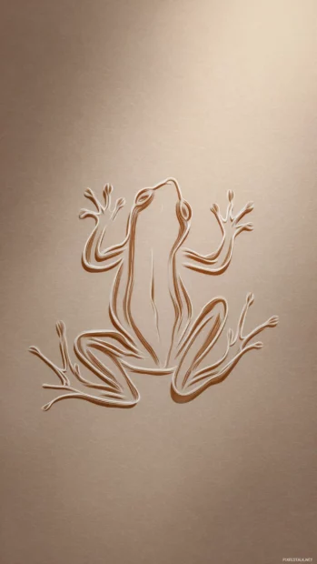 Minimalist frog art wallpaper with single elegant frog outline centered on warm neutral gradient background.