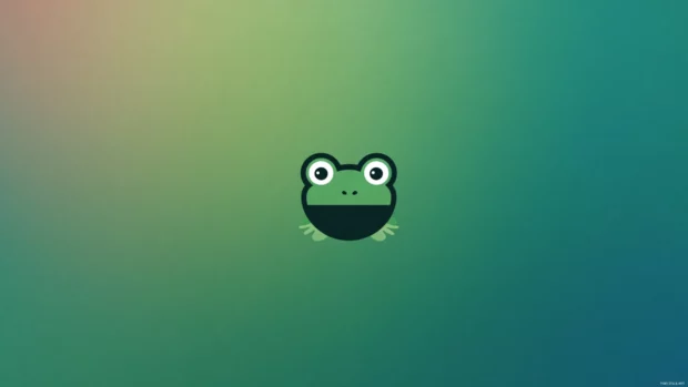 Minimalist frog wallpaper featuring a simple cartoon frog icon centered on a muted gradient background.