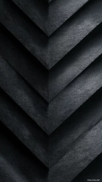 Minimalist mobile wallpaper with vertical Black Geometric zigzag bands and soft texture.