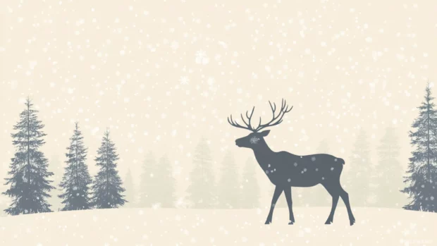 Minimalist reindeer wallpaper with a simple silhouette of antlers and soft winter tones.