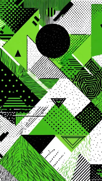 Mobile wallpaper in Green Geometric style featuring bold linework and angular transitions.