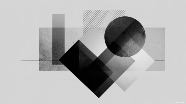 Modern Geometric aesthetics with monochrome shapes and precise alignment in a minimal style.