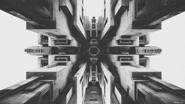 Modern Geometric inspiration drawn from digital architecture with clean depth and symmetry.