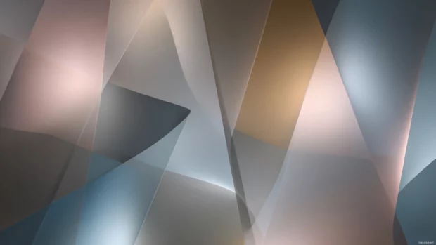 Modern Geometric wallpaper featuring overlapping translucent shapes with soft drop shadows and cool tones.