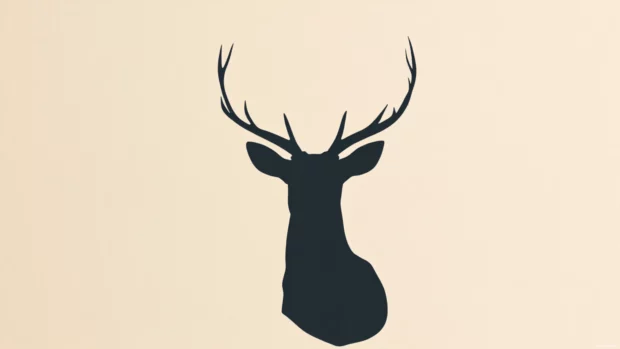 Modern deer wallpaper featuring clean lines, minimal background, and metallic antlers.