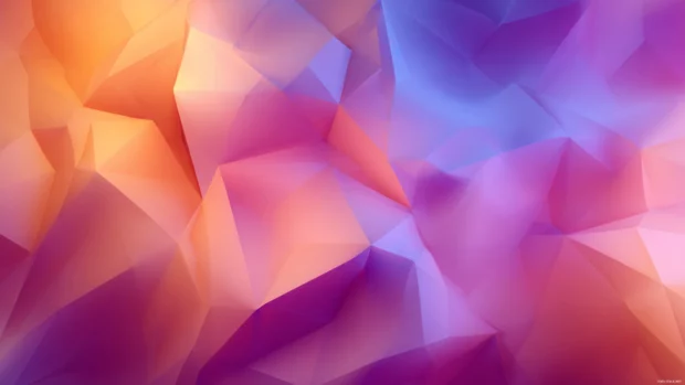 Modern geometric gradient wallpaper merging fluid curves and polygon facets with smooth color transitions.