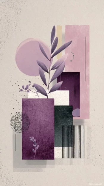Modern lavender composition with abstract shapes, subtle textures and clean design.