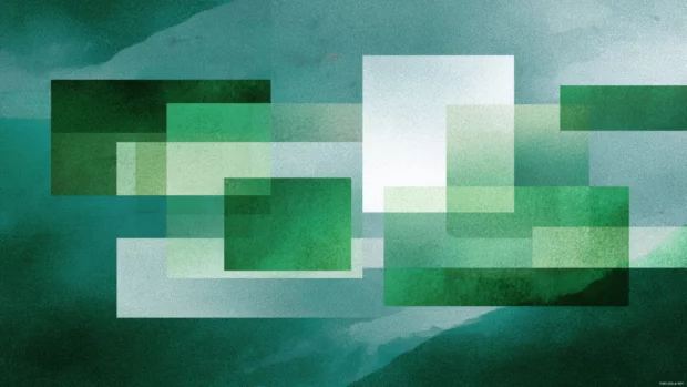 Mosaic of subtle Green Geometric tiles forming intricate repetitive patterns.