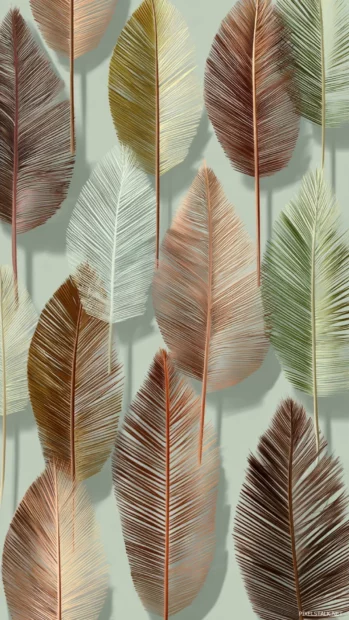 Palm tree leaves arranged vertically with gentle spacing and muted tones.
